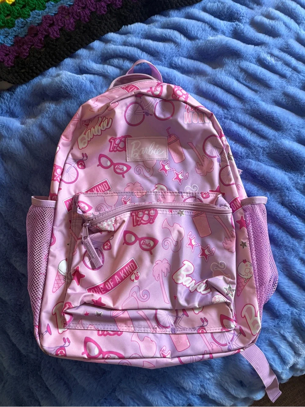 Barbie Pink Printed Kids Backpack with Mesh Side Pockets